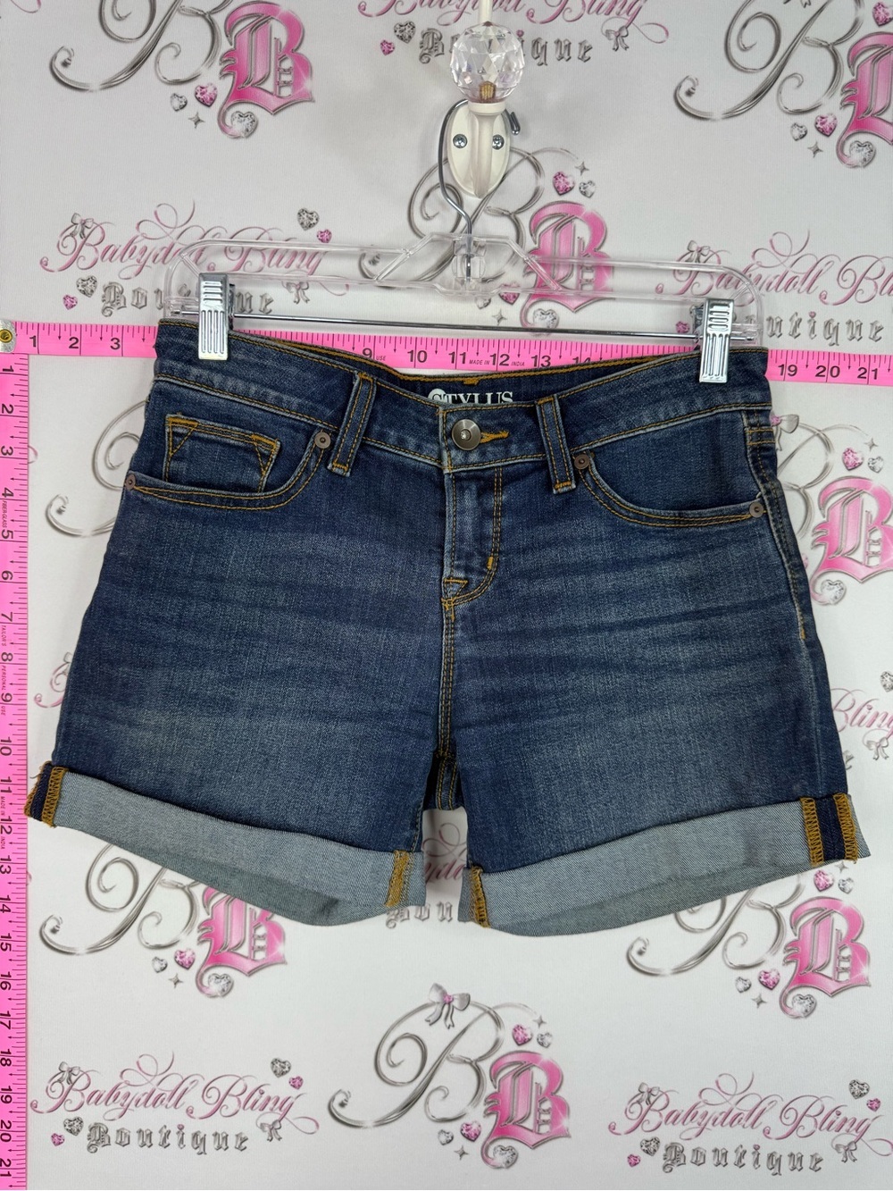 STYLUS shorts Dark Blue Cuffed Jean Shorts